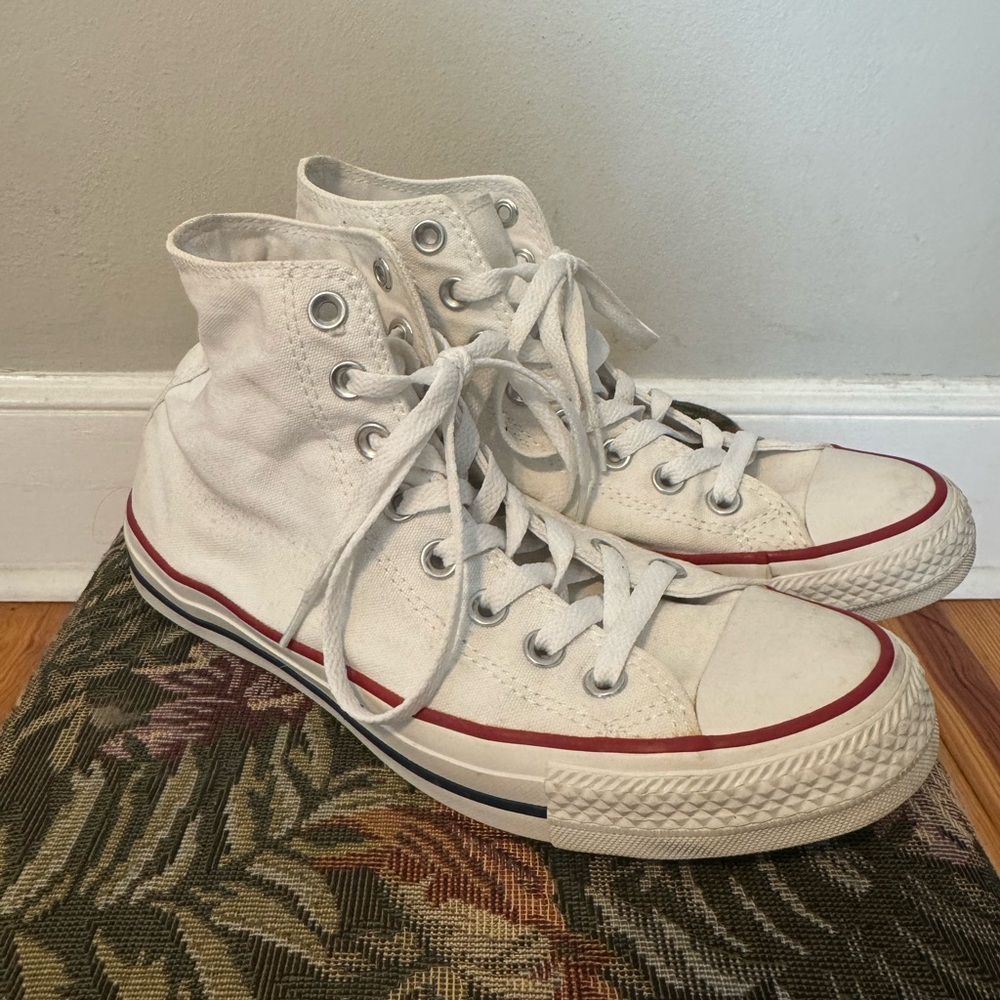 Converse White with Red and Blue Women’s 8.5